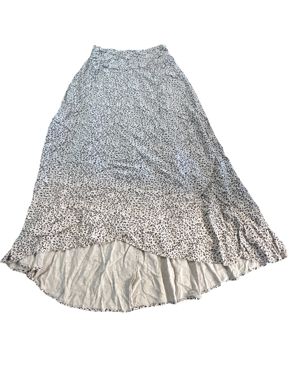 Japna Leopard Print Festival High-Low Flowy Maxi Skirt Indie Sleaze Smocked Med